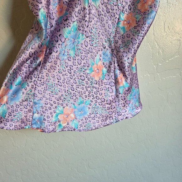 Silkscreen 100% Silk Lace Trim Animal Print Cami Top Bundle of 2 Sz Large Purple - Picture 5 of 12
